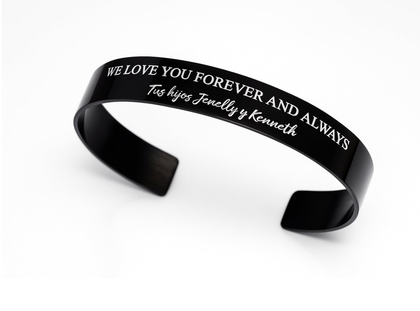 Personalized wide black bracelet - Jannan Memories