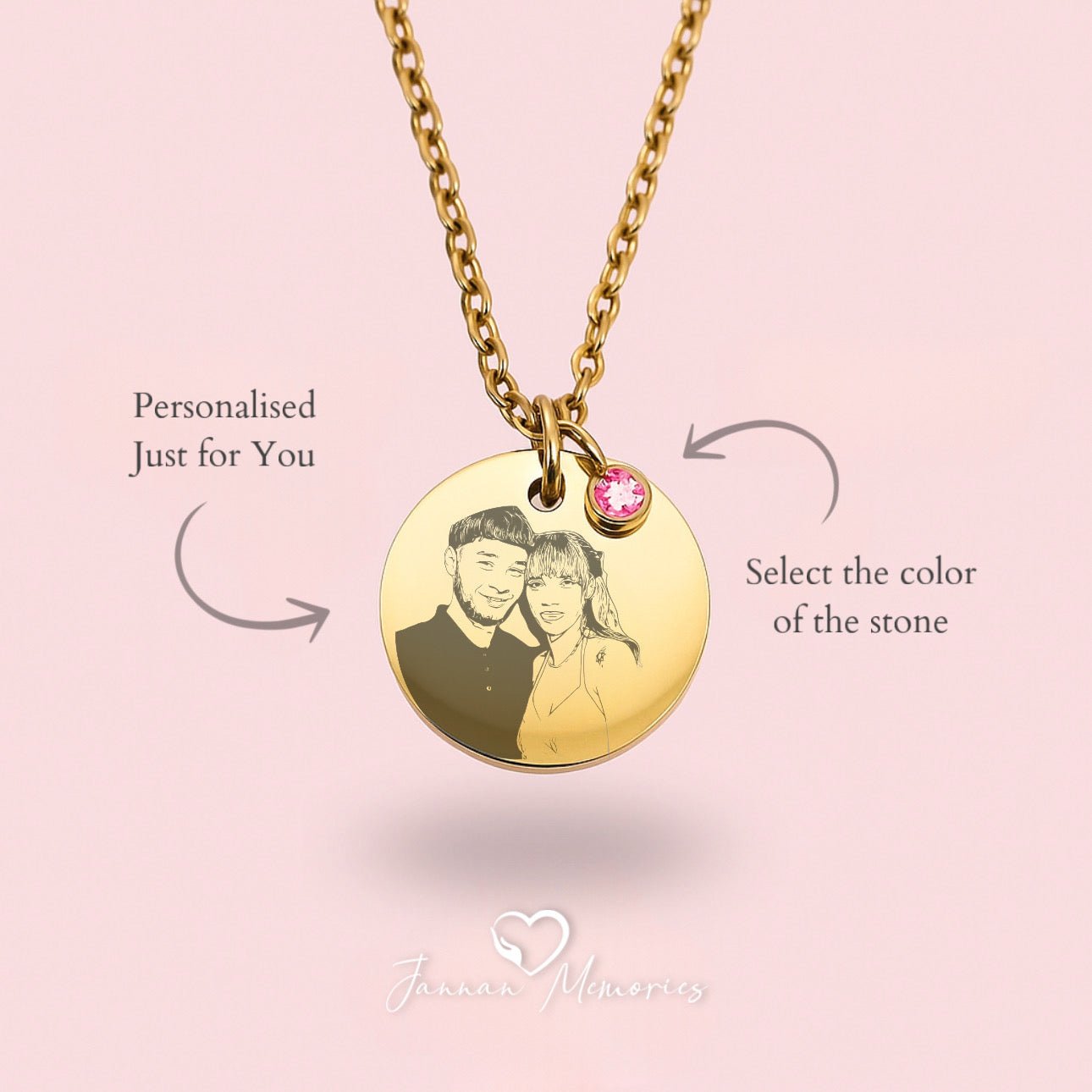Photo drawn on a customized chain - Jannan Memories