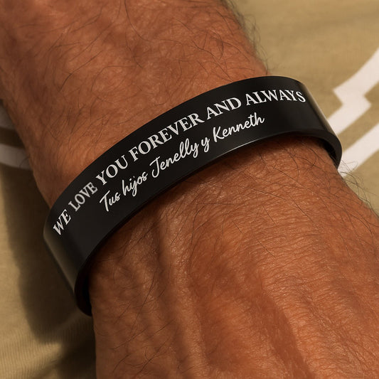Personalized wide black bracelet - Jannan Memories
